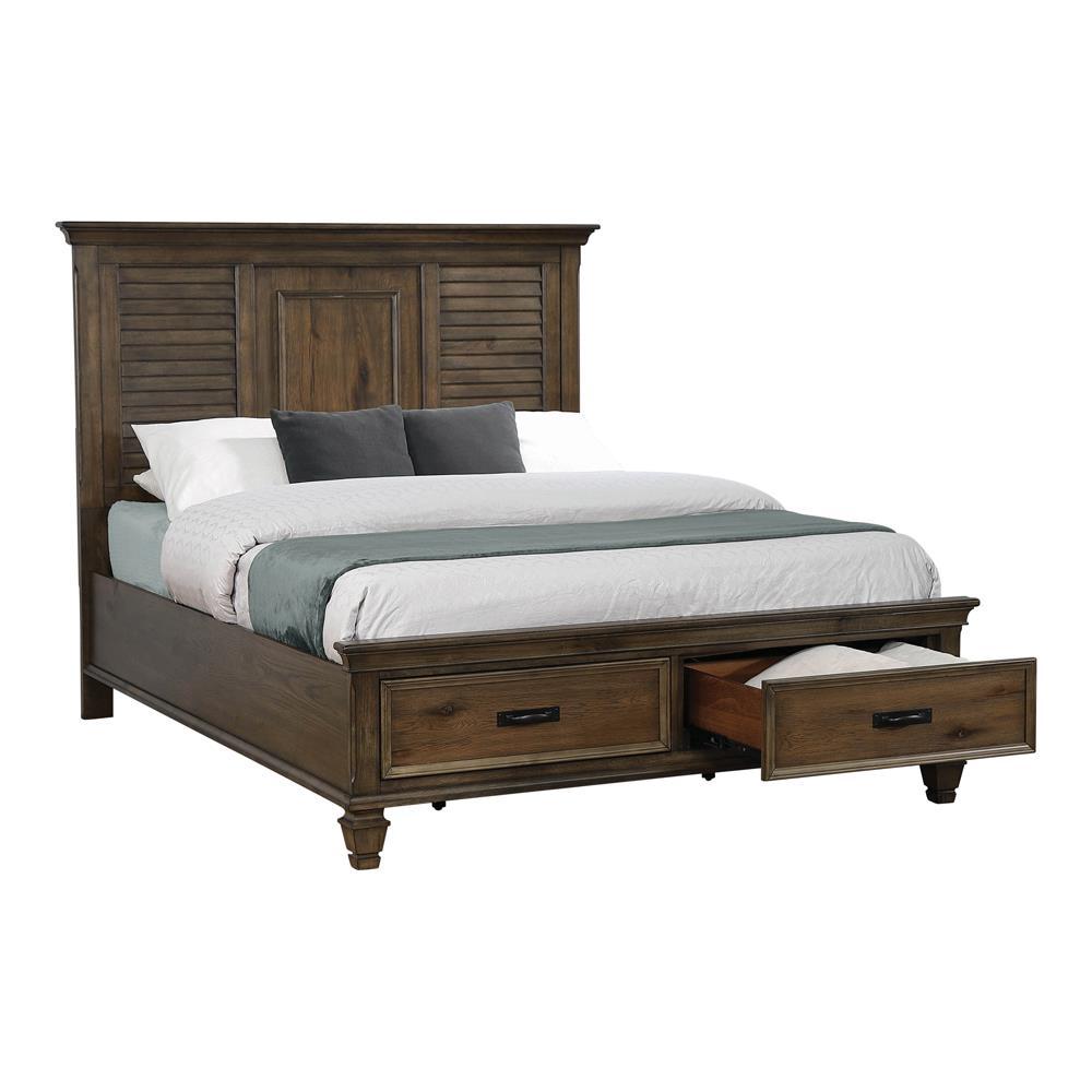 Franco Eastern King Storage Bed Burnished Oak - M & M Furniture (Oaklawn, IL)