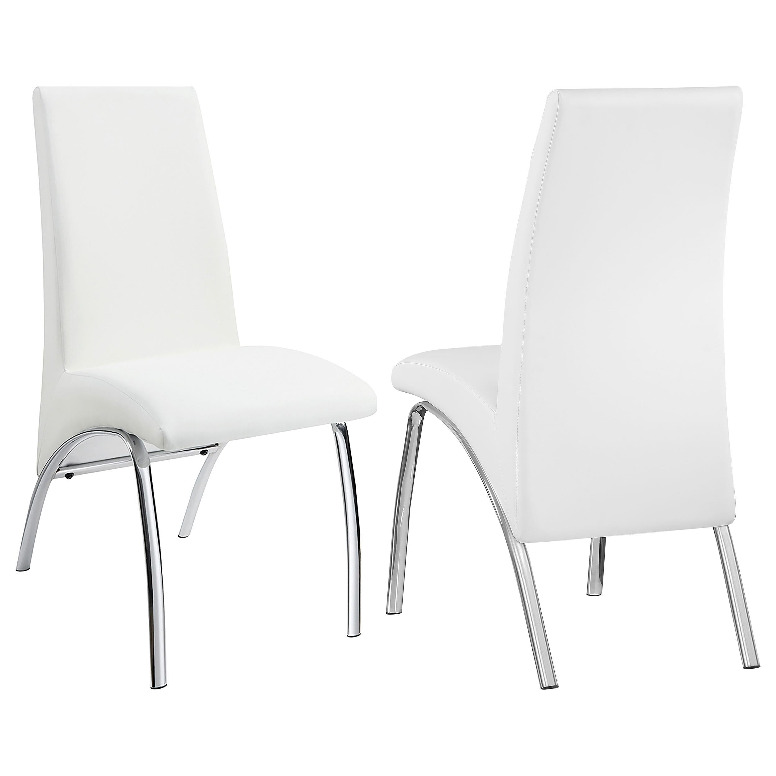 Bishop Upholstered Side Chairs White and Chrome (Set of 2) image