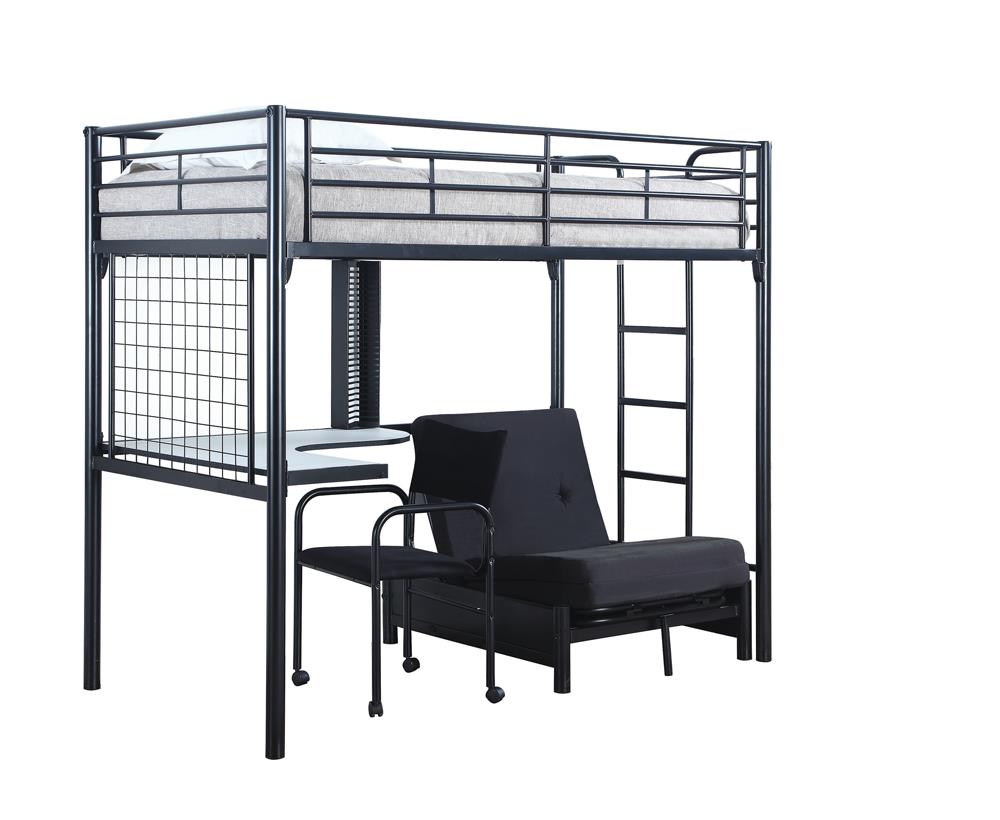 Jenner Twin Futon Workstation Loft Bed Black image