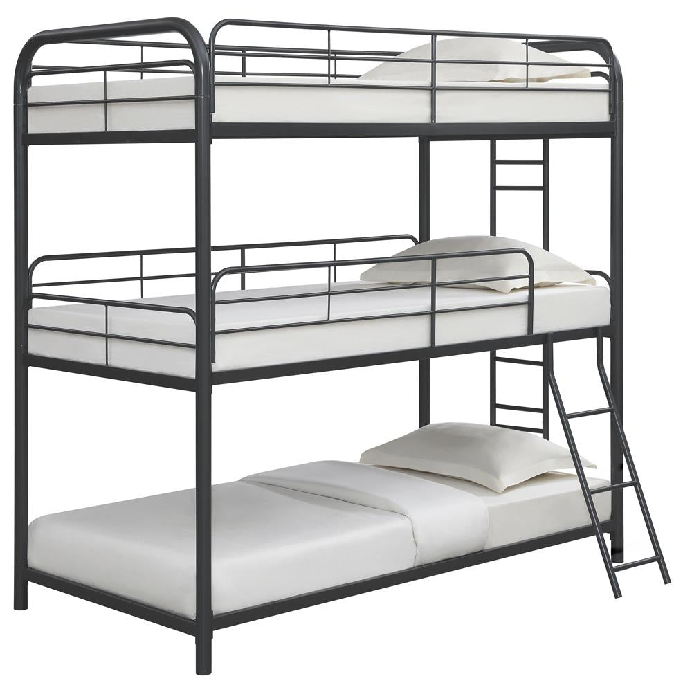 Garner Triple Twin Bunk Bed with Ladder Gunmetal image