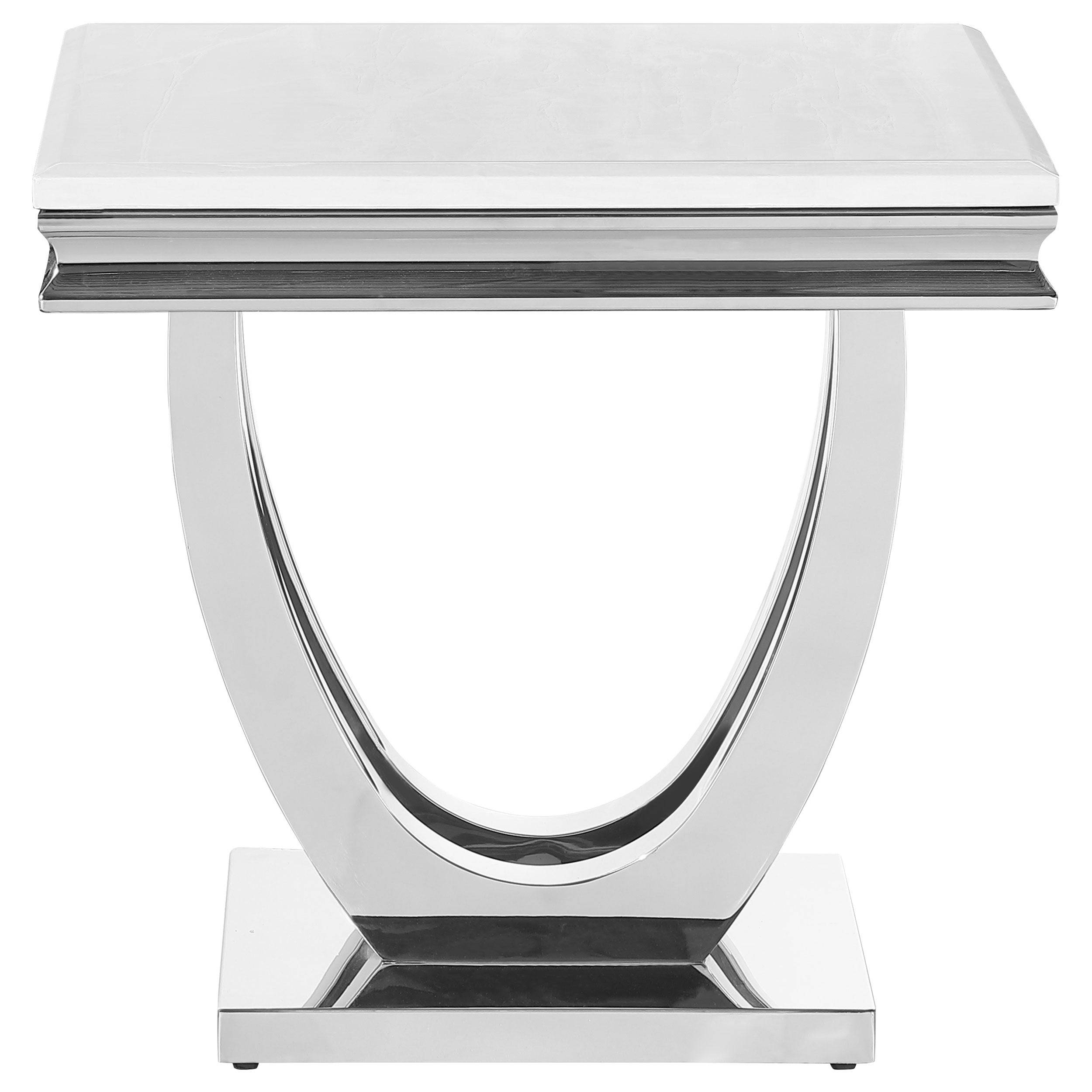 Kerwin U-base Square End Table White and Chrome