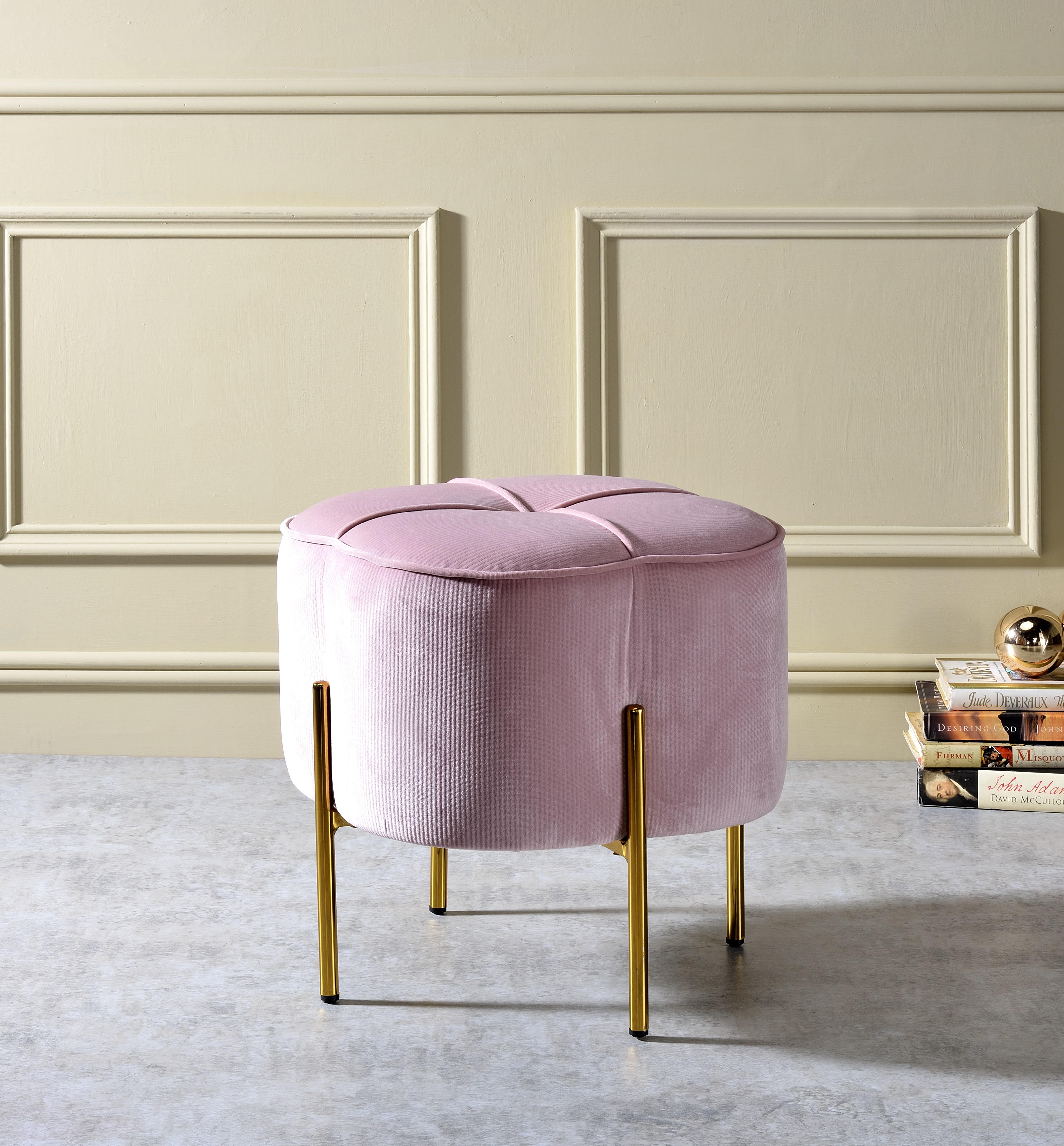 Bergia Blush Pink Velvet Ottoman image