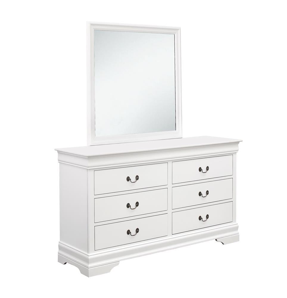 Louis Philippe Beveled Edge Square Dresser Mirror White