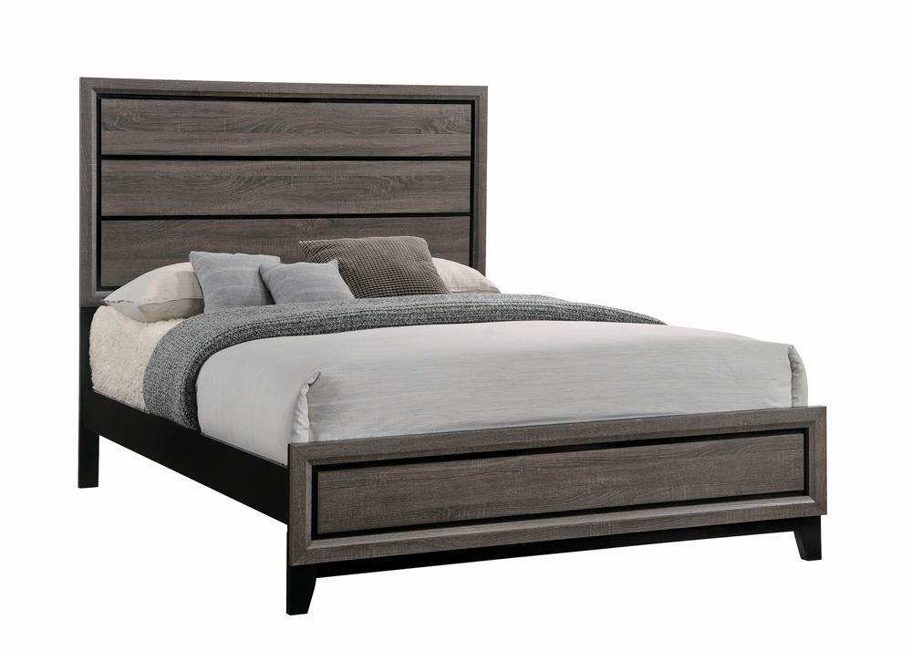 Watson Eastern King Bed Grey Oak and Black