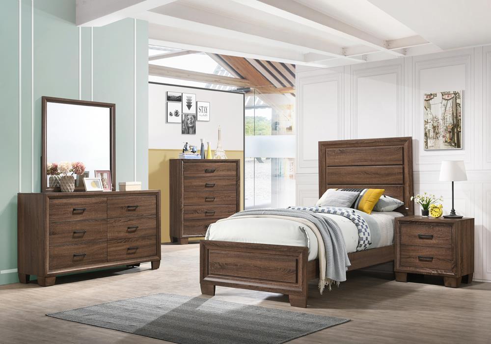 Brandon Twin Panel Bed Medium Warm Brown